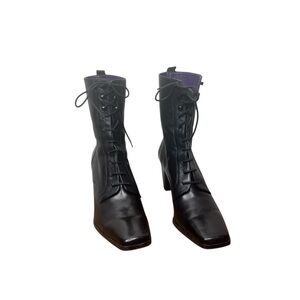 Etienne Aigner Black Lace Up Boots